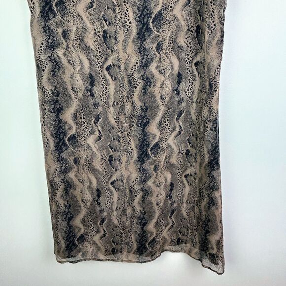 Robbie Bee Sleeveless Silk Shift Dress Python Snake Print Tan Black Neutral 10 - Picture 3 of 10